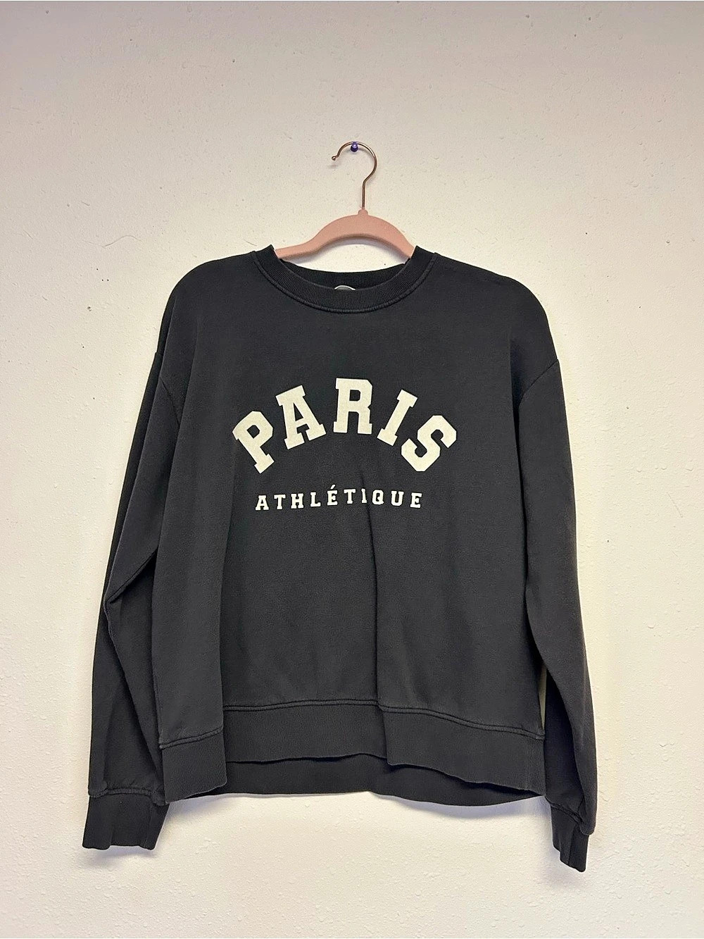 H&M Paris Athlétique Oversized Graphic Sweatshirt Black Size Small
